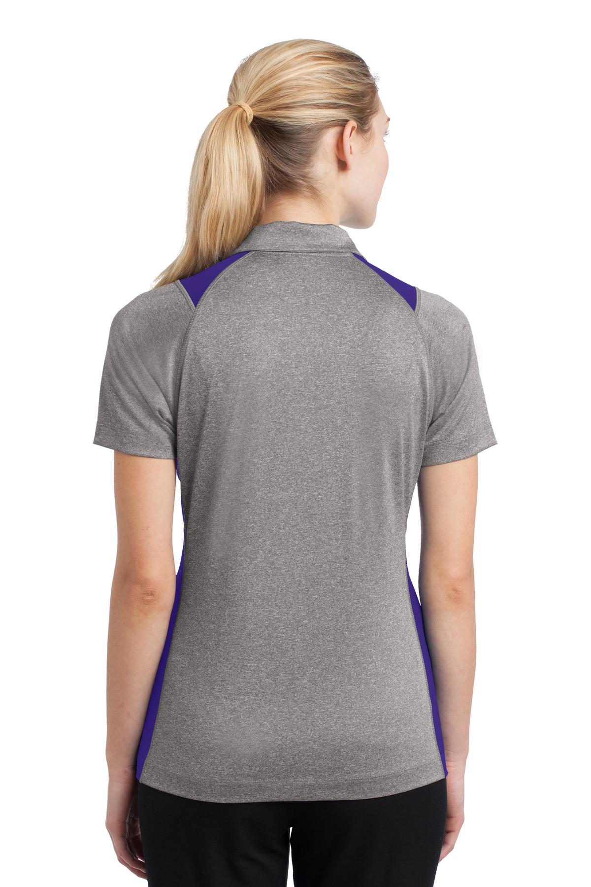 Vnt He/Purple Sport-Tek Women's Heather Colorblock Contender Polo. LST665