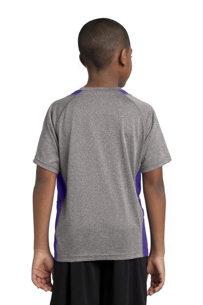 Vnt He/Purple Sport-Tek Youth Heather Colorblock Contender Tee. YST361