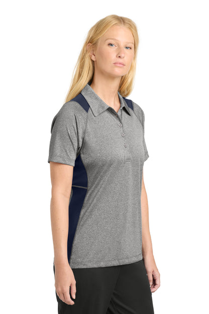 Vnt He/Tr Navy Sport-Tek Women's Heather Colorblock Contender Polo. LST665