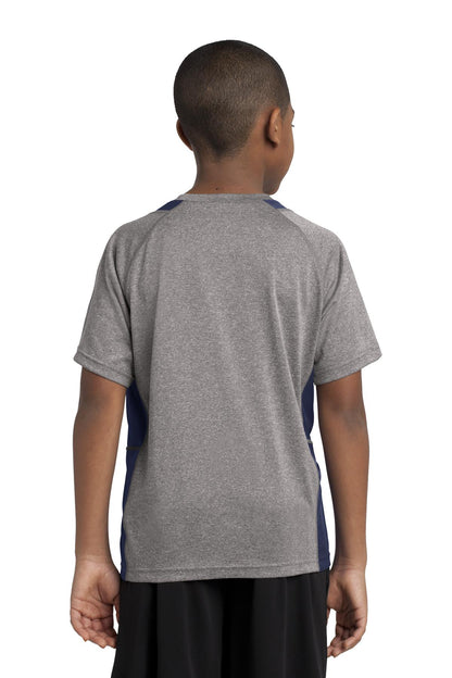 Vnt He/Tr Navy Sport-Tek Youth Heather Colorblock Contender Tee. YST361