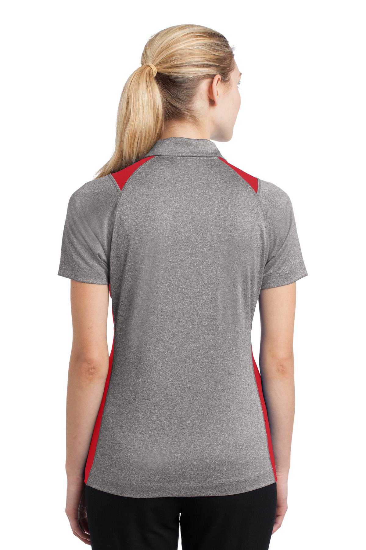 Vnt He/Tr Red Sport-Tek Women's Heather Colorblock Contender Polo. LST665