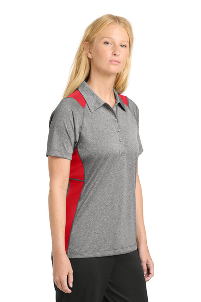 Vnt He/Tr Red Sport-Tek Women's Heather Colorblock Contender Polo. LST665