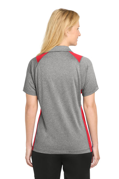 Vnt He/Tr Red Sport-Tek Women's Heather Colorblock Contender Polo. LST665