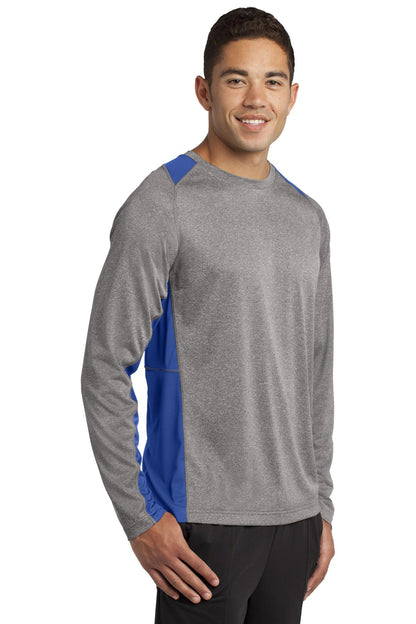 Vnt He/Tr Royl Sport-Tek Long Sleeve Heather Colorblock Contender Tee. ST361LS