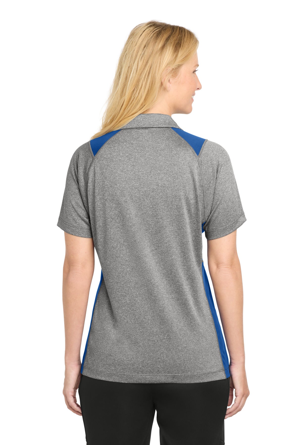 Vnt He/Tr Royl Sport-Tek Women's Heather Colorblock Contender Polo. LST665