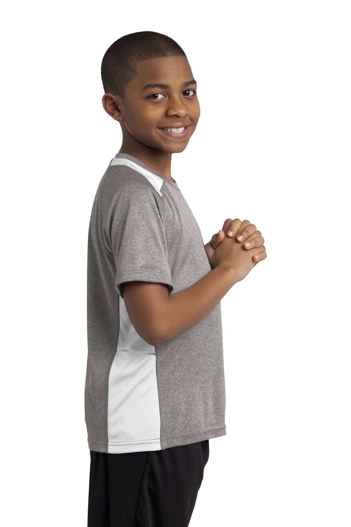 Vnt He/White Sport-Tek Youth Heather Colorblock Contender Tee. YST361
