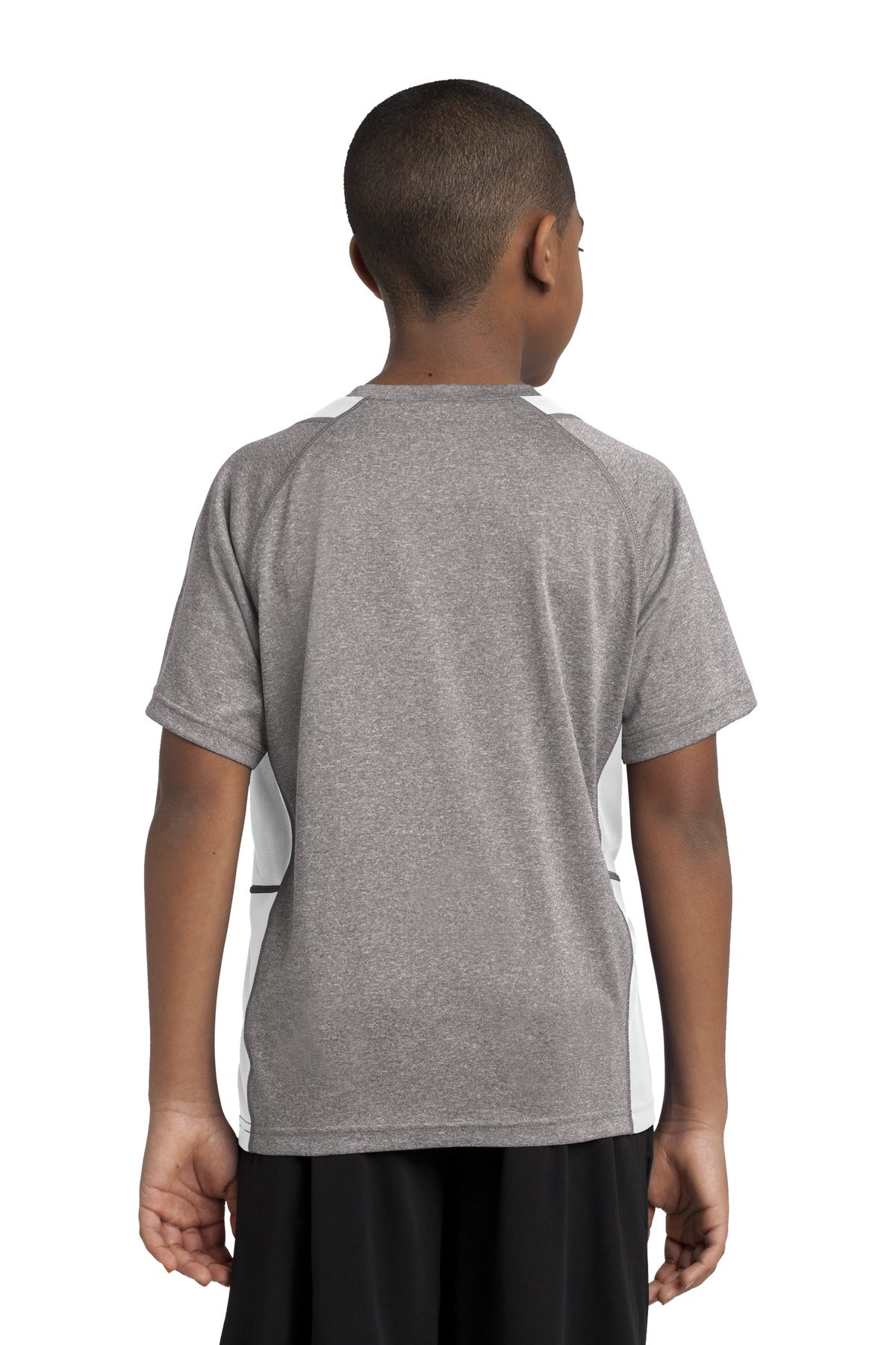 Vnt He/White Sport-Tek Youth Heather Colorblock Contender Tee. YST361