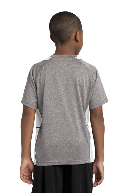 Vnt He/White Sport-Tek Youth Heather Colorblock Contender Tee. YST361