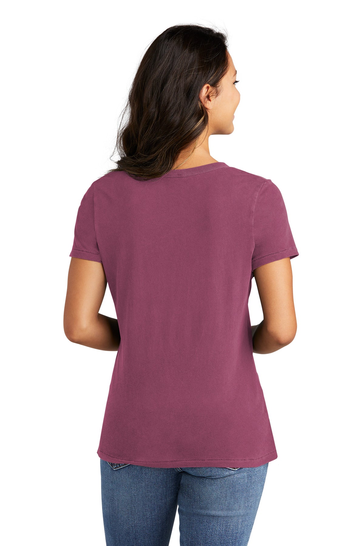 VtgRaspbry Port & Company Women's Beach Wash Garment-Dyed V-Neck Tee LPC099V