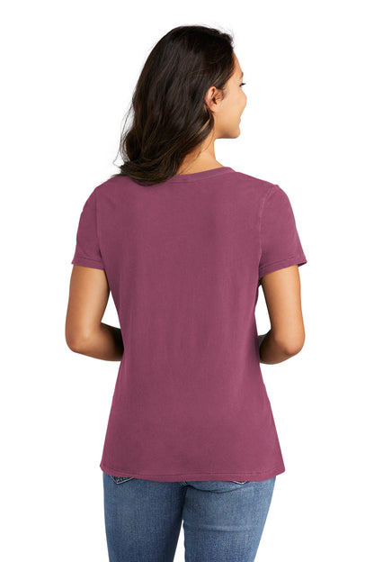 VtgRaspbry Port & Company Women's Beach Wash Garment-Dyed V-Neck Tee LPC099V