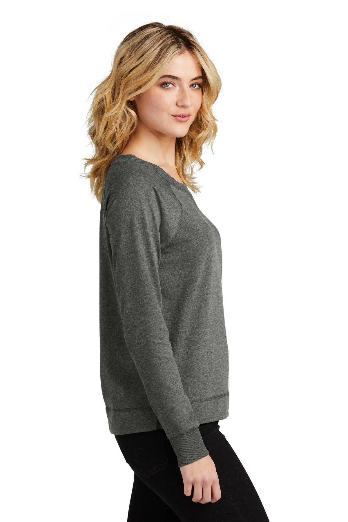 WashedCoal District Women's Featherweight French Terry Long Sleeve Crewneck DT672
