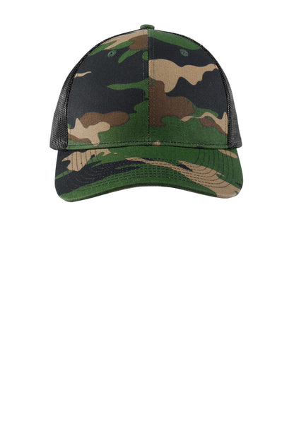 Wdlnd Camo/Blk Port Authority Snapback Trucker Cap. C112