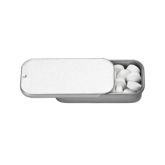 2" x 1" Small Silver Rectangular Slider Tin with Mints