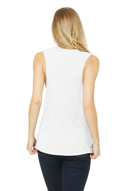 White BELLA+CANVAS Women's Flowy Scoop Muscle Tank. BC8803