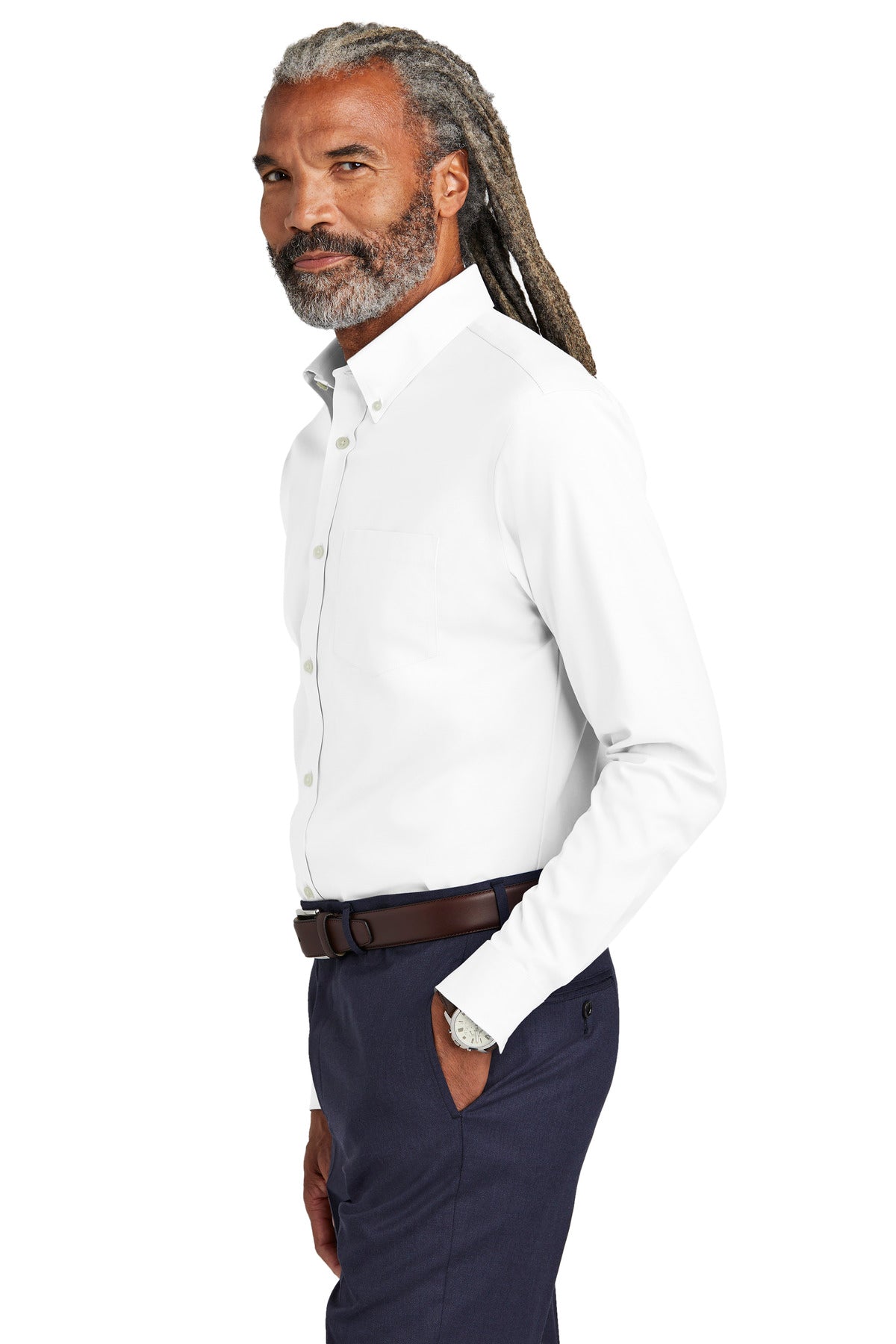 White Brooks Brothers Wrinkle-Free Stretch Pinpoint Shirt BB18000