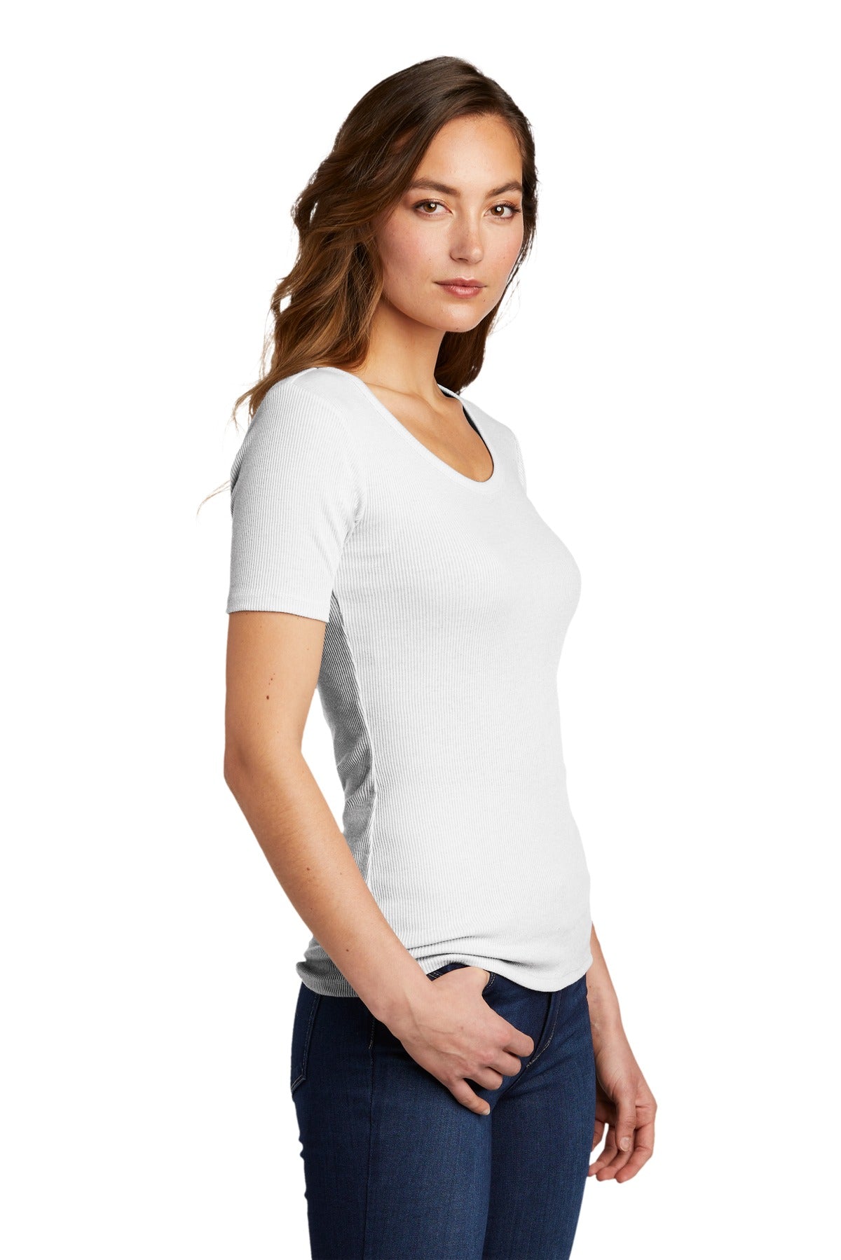 White District Women's V.I.T. Rib Scoop Neck Tee DT6020