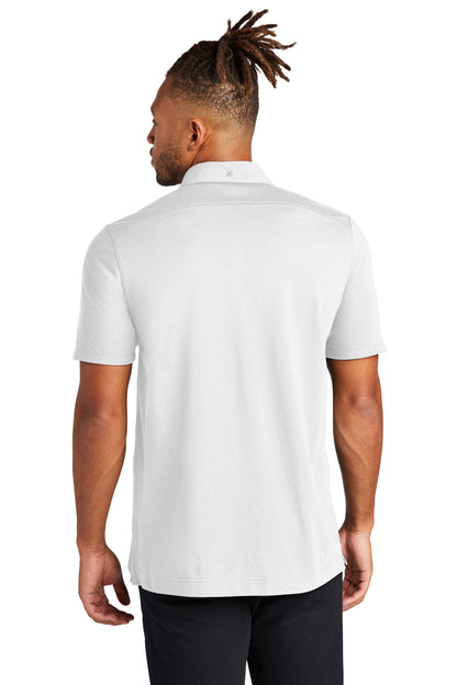White Mercer+Mettle Stretch Pique Full-Button Polo MM1006