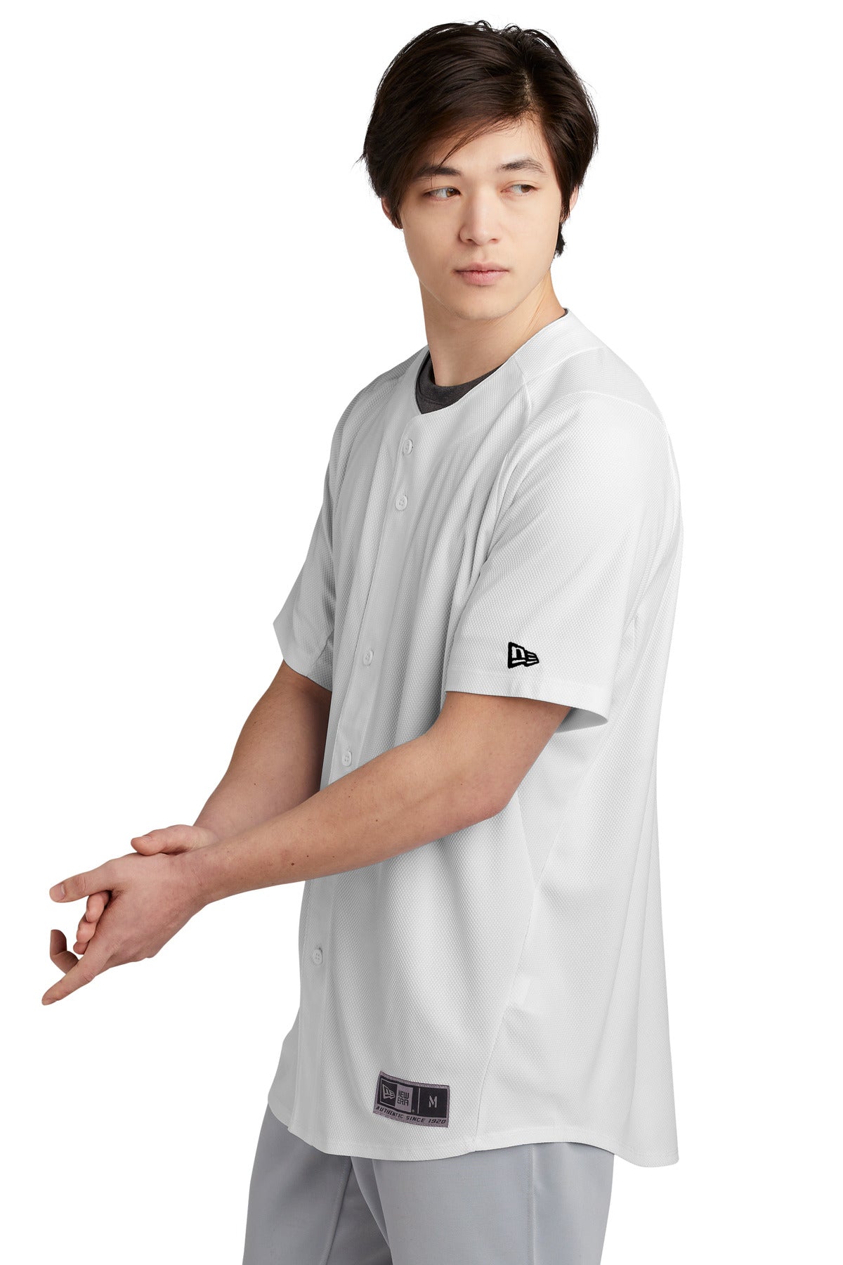 White New Era Diamond Era Full-Button Jersey. NEA220