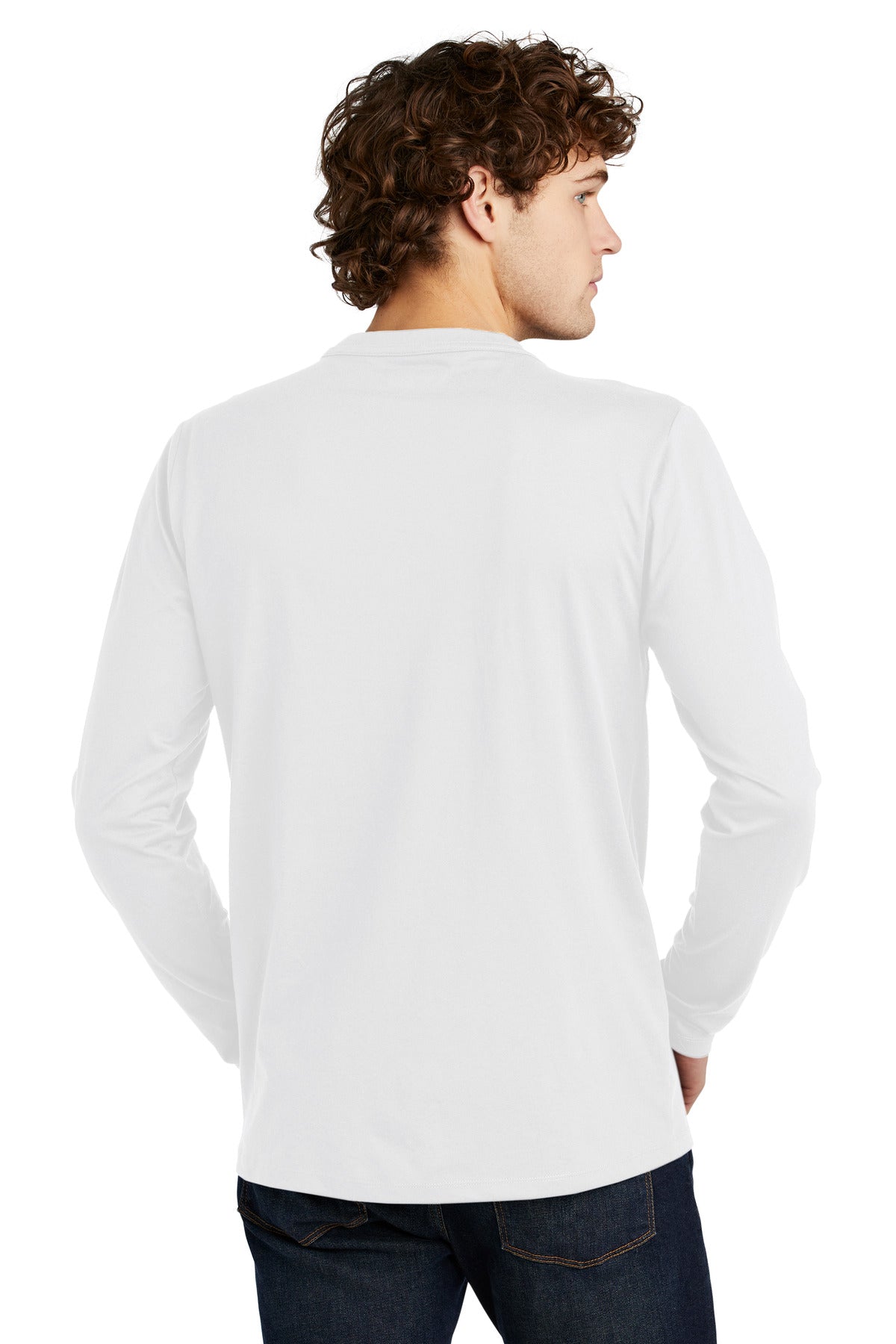 White New Era Heritage Blend Long Sleeve Crew Tee. NEA102