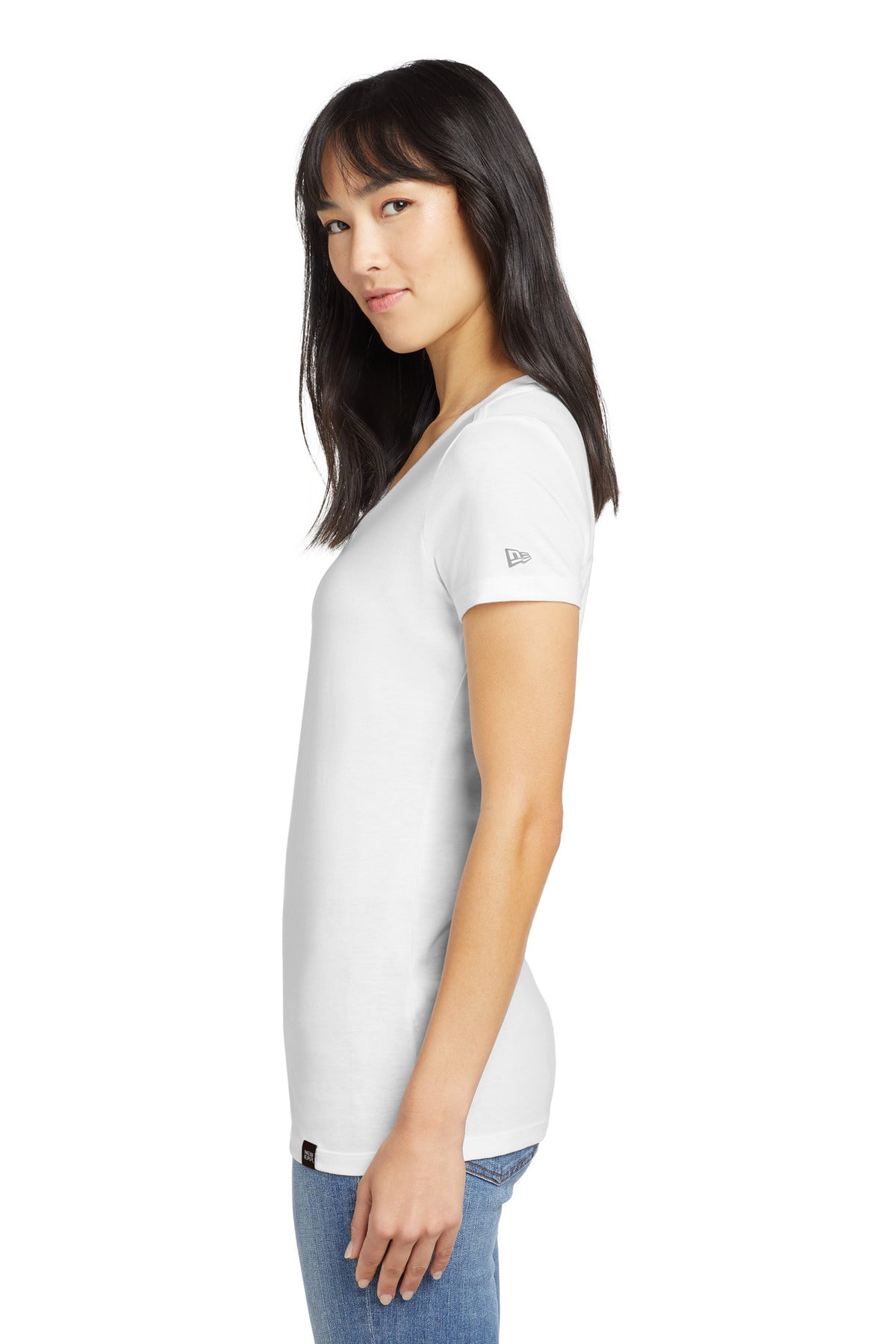 White New Era Women's Heritage Blend V-Neck Tee. LNEA101