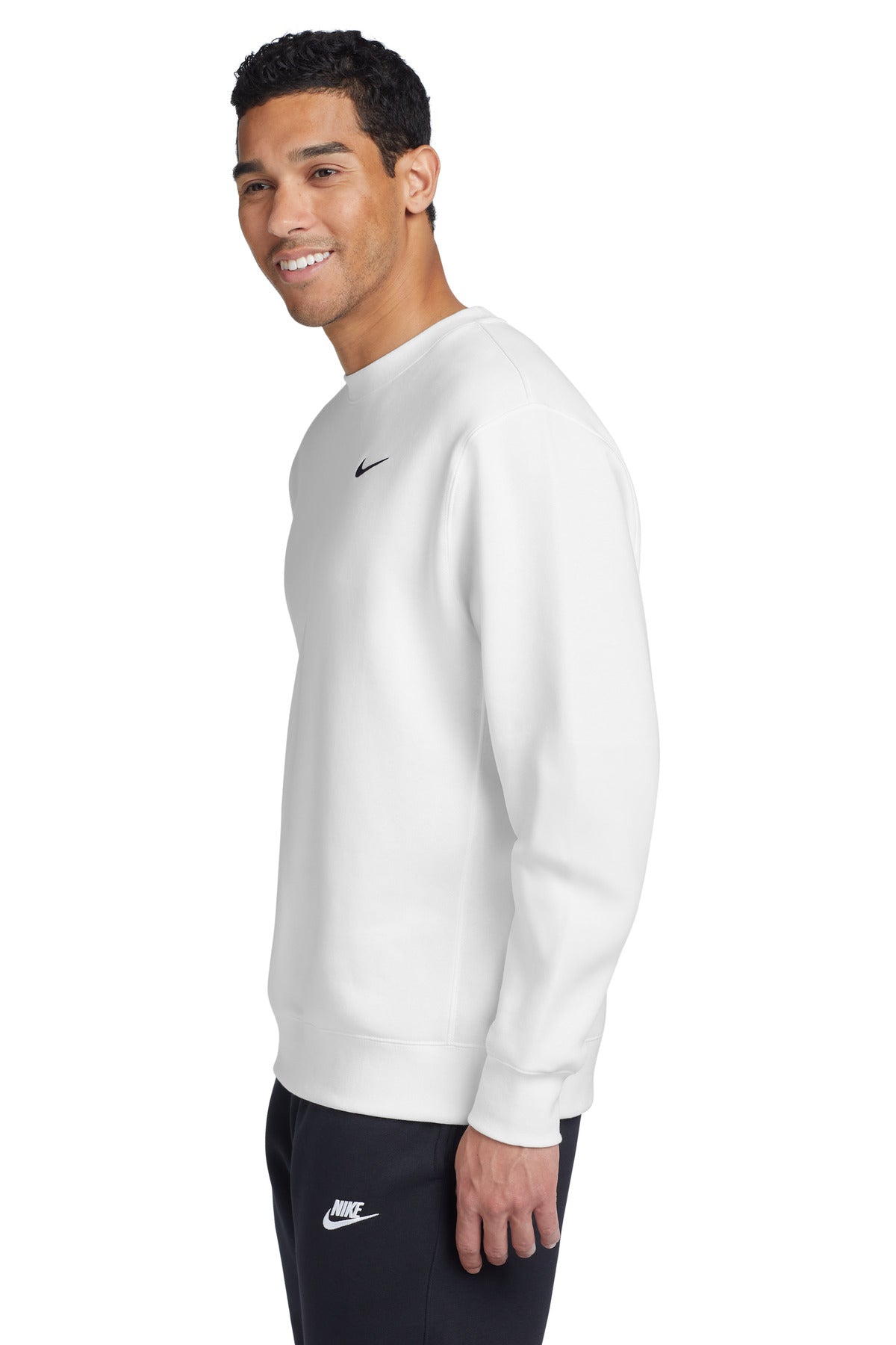 White Nike Club Fleece Crew CJ1614