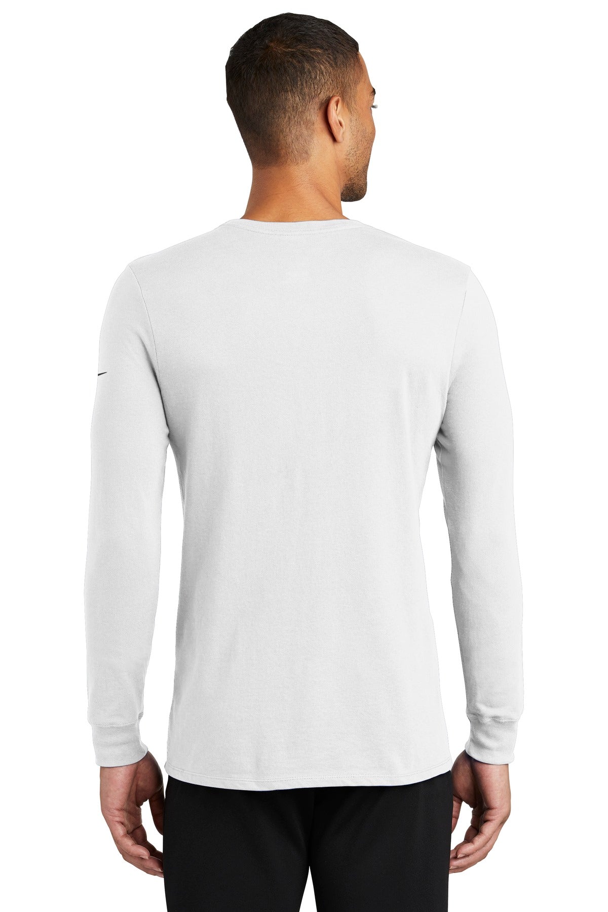 White Nike Dri-FIT Cotton/Poly Long Sleeve Tee. NKBQ5230