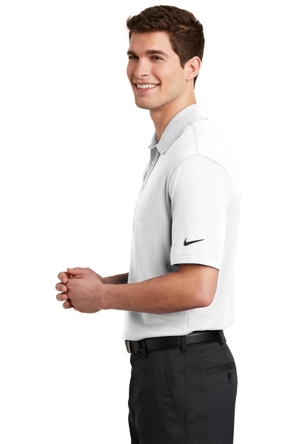 White Nike Dri-FIT Hex Textured Polo. NKAH6266