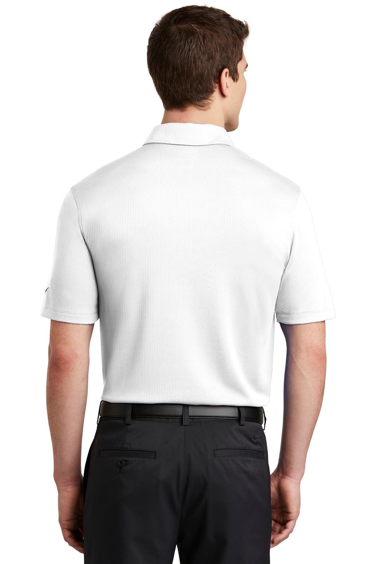 White Nike Dri-FIT Hex Textured Polo. NKAH6266