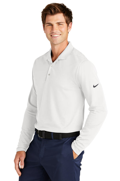 White Nike Dri-FIT Micro Pique 2.0 Long Sleeve Polo NKDC2104