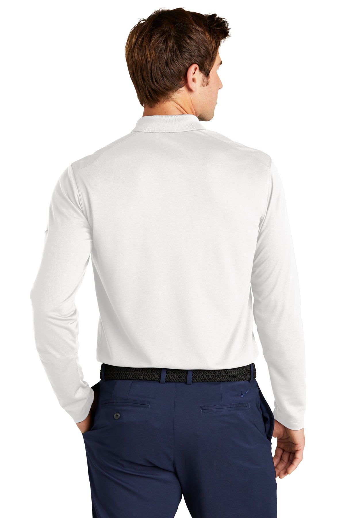 White Nike Dri-FIT Micro Pique 2.0 Long Sleeve Polo NKDC2104