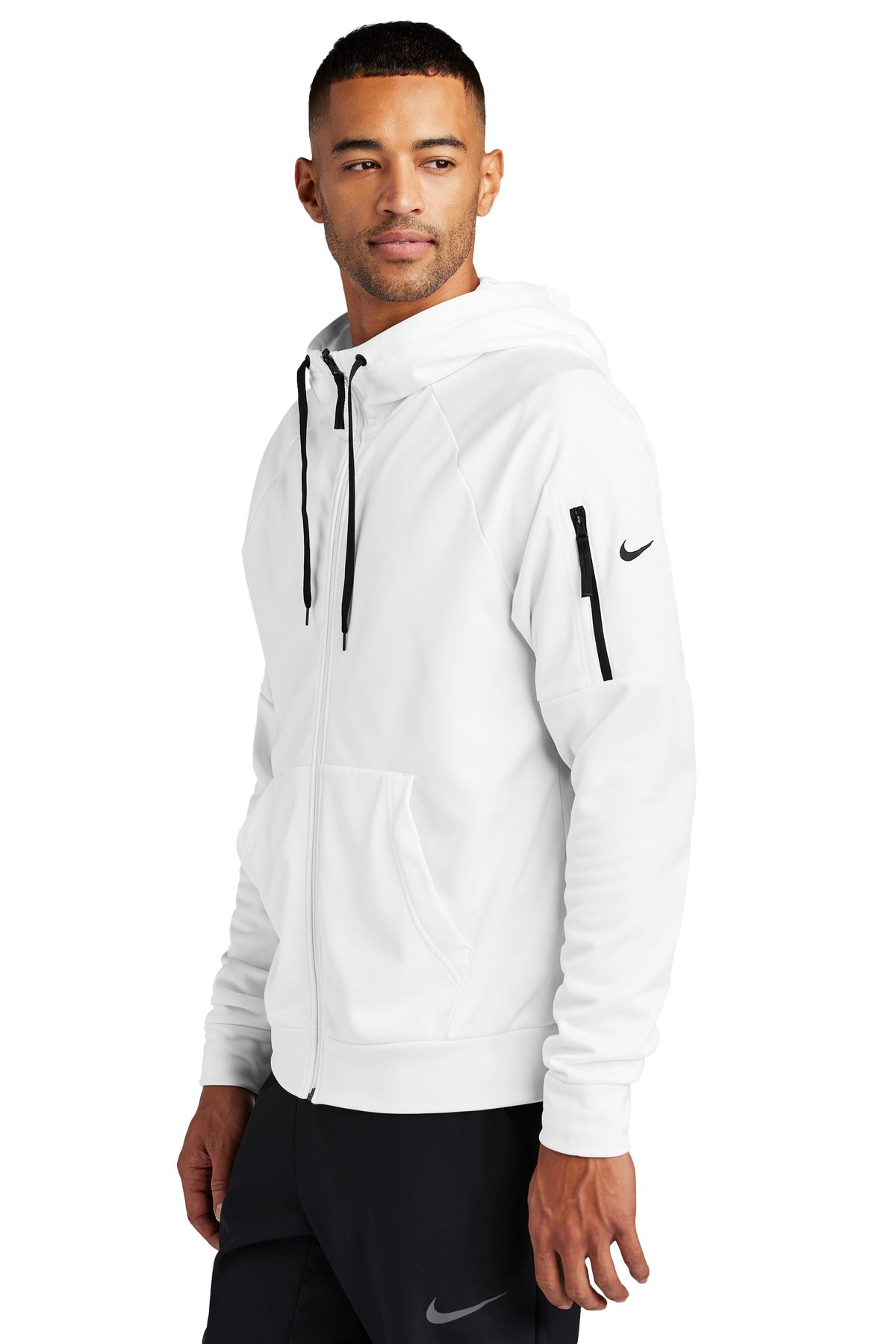 White Nike Therma-FIT Pocket Full-Zip Fleece Hoodie NKFD9859