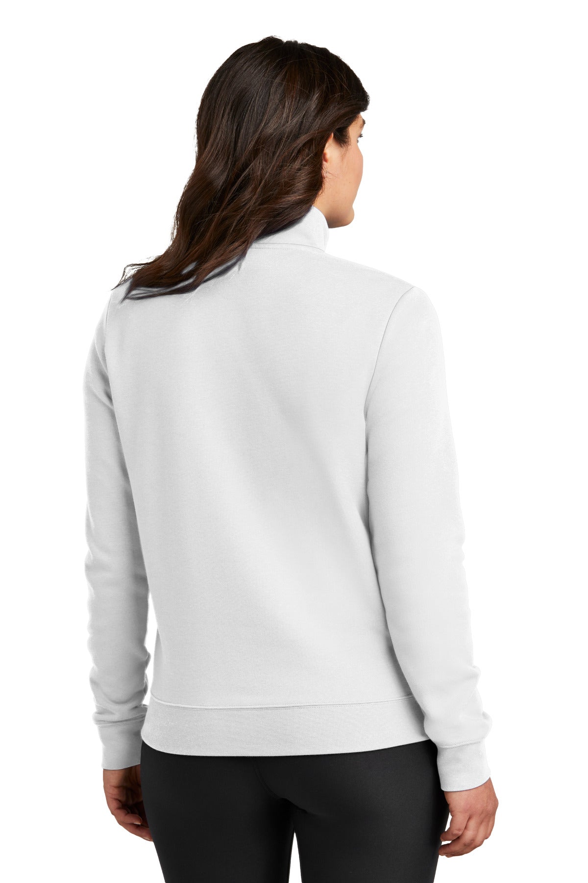 White Nike Women's Club Fleece Sleeve Swoosh 1/2-Zip NKDX6720