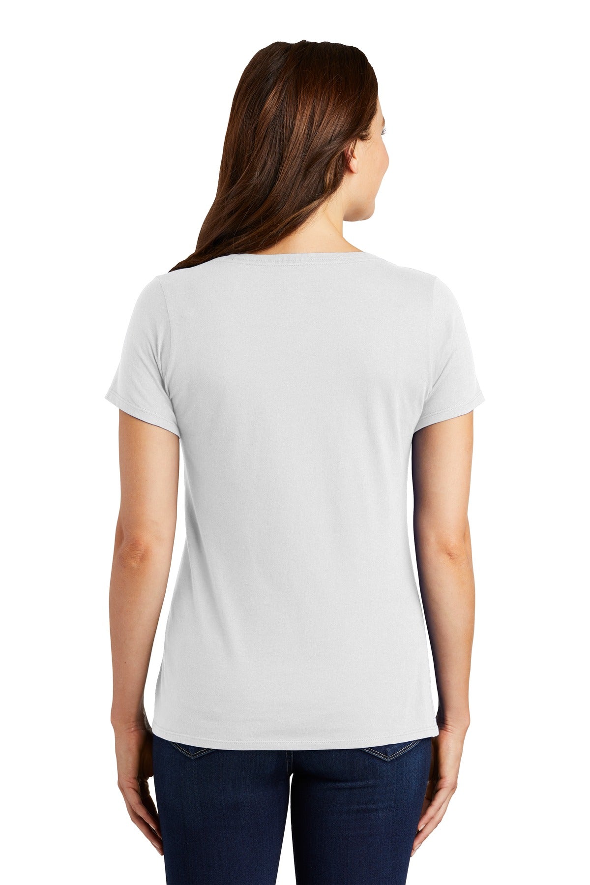 White Nike Women's Dri-FIT Cotton/Poly Scoop Neck Tee. NKBQ5234