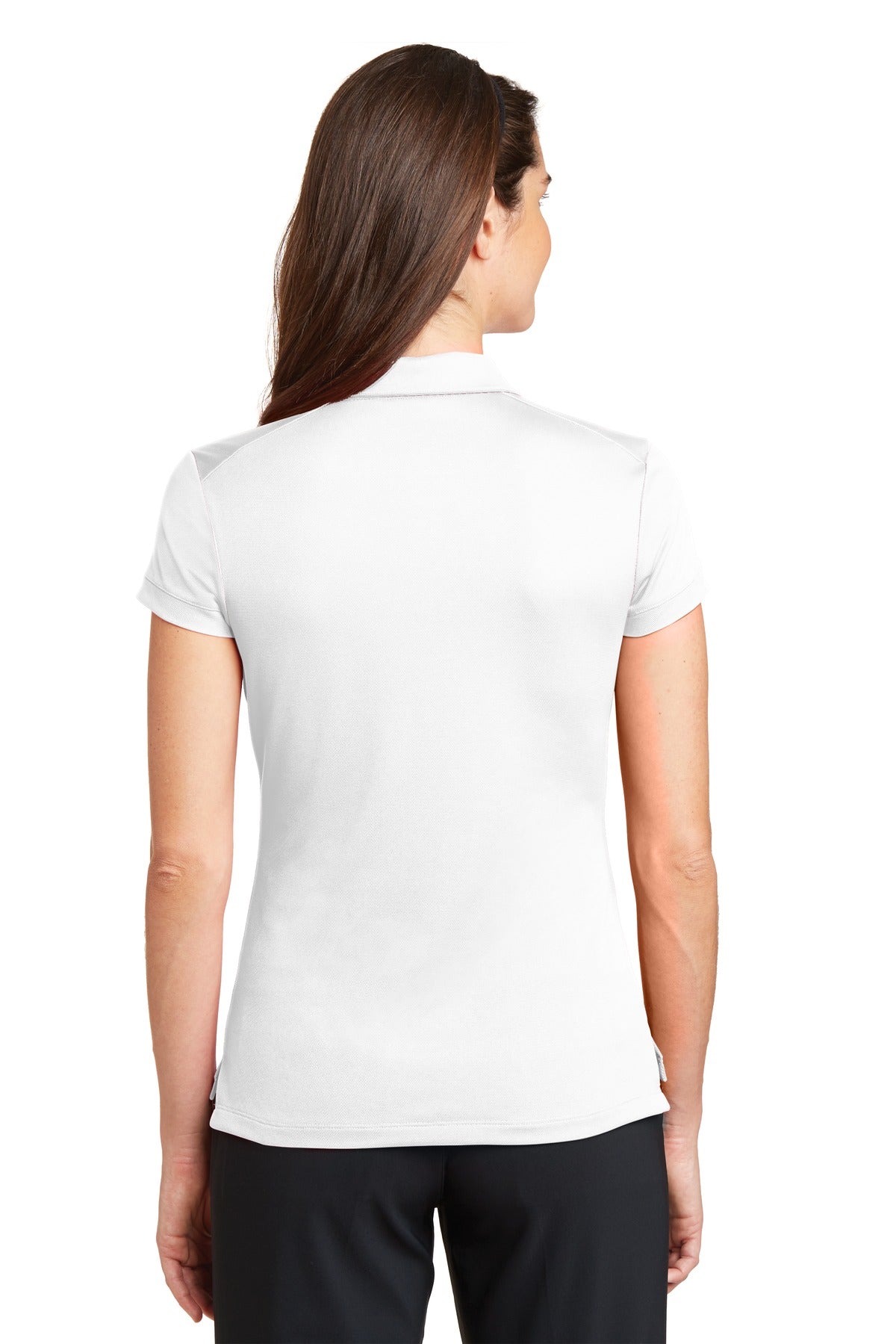 White Nike Women's Dri-FIT Solid Icon Pique Modern Fit Polo. 746100