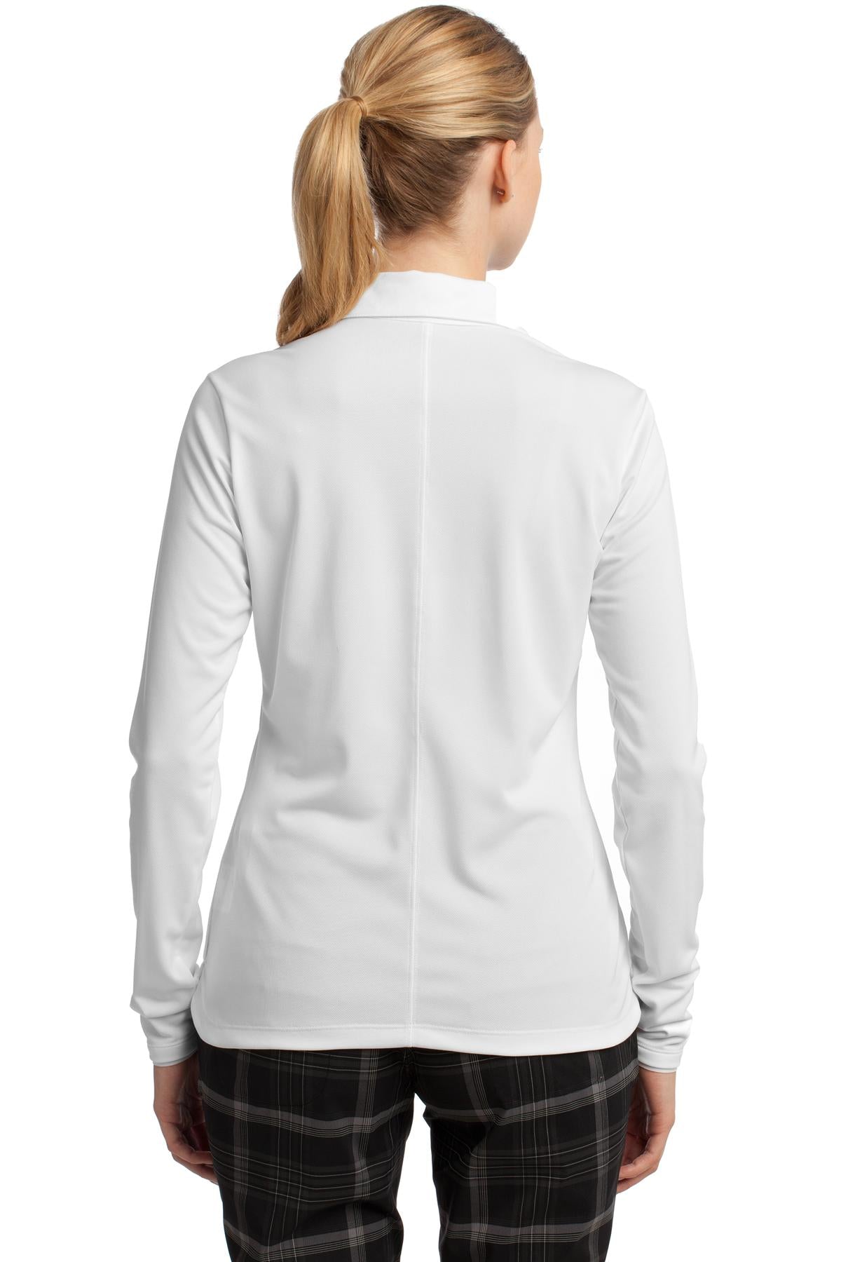White Nike Women's Long Sleeve Dri-FIT Stretch Tech Polo. 545322