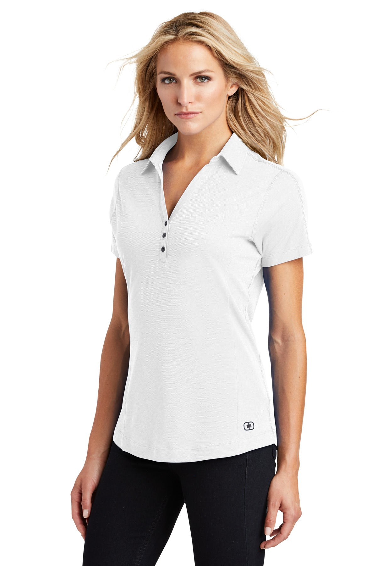 White OGIO Women's Onyx Polo. LOG126