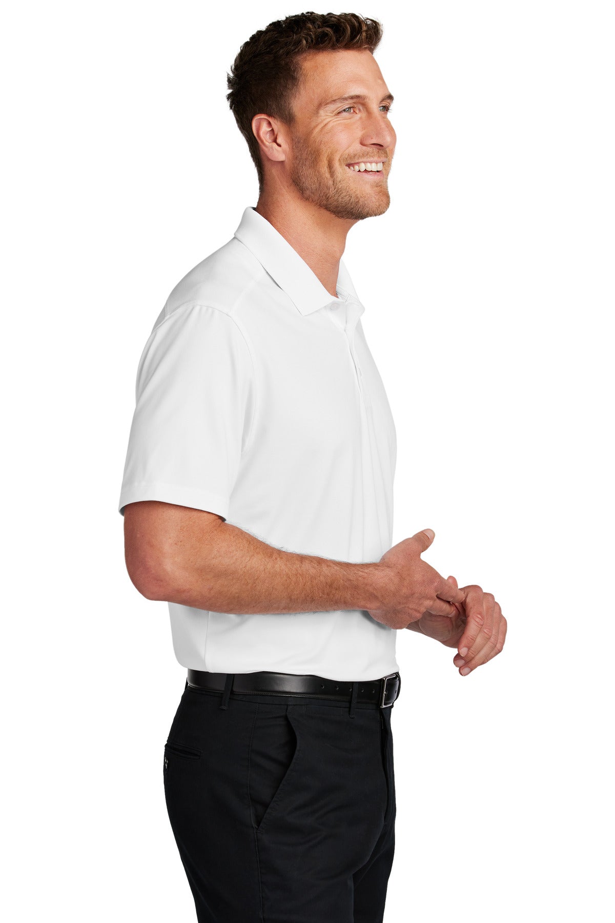 White Port Authority City Stretch Flat Knit Polo K683