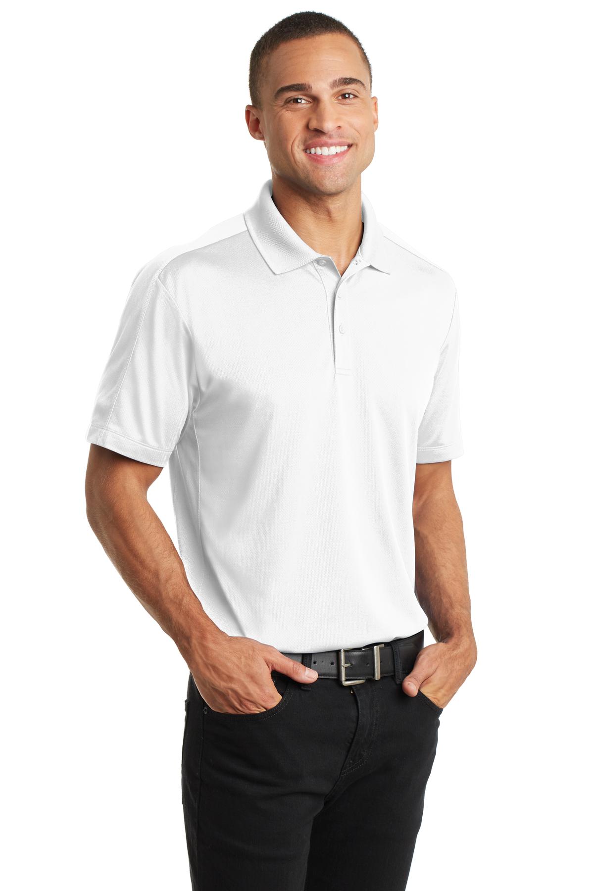 White Port Authority Diamond Jacquard Polo. K569
