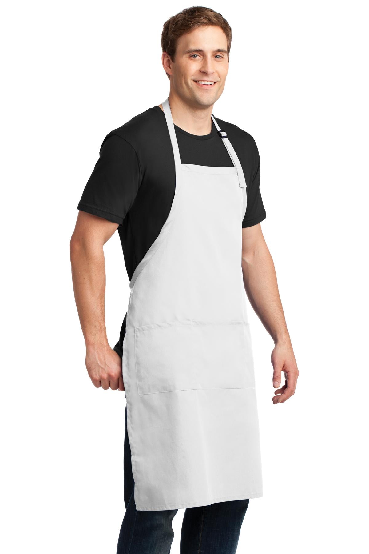 White Port Authority Easy Care Extra Long Bib Apron with Stain Release. A700
