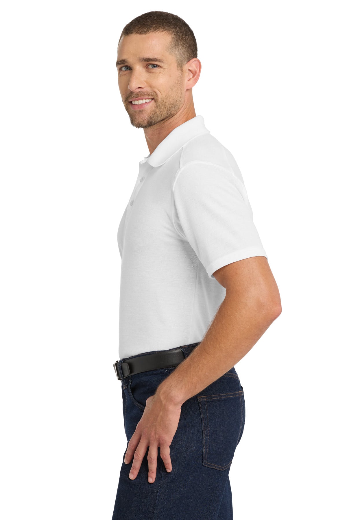 White Port Authority EZPerformance Pique Polo. K600