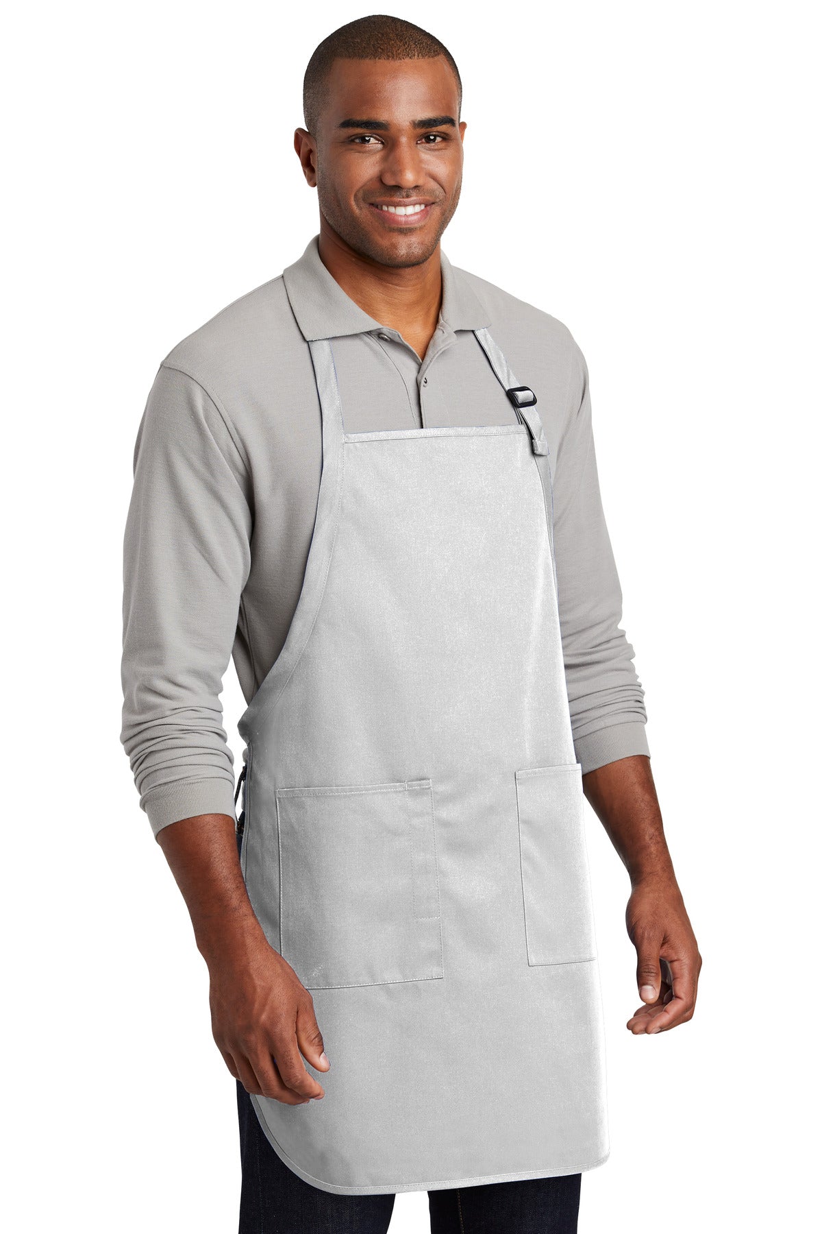 White Port Authority Full-Length Two-Pocket Bib Apron. A600