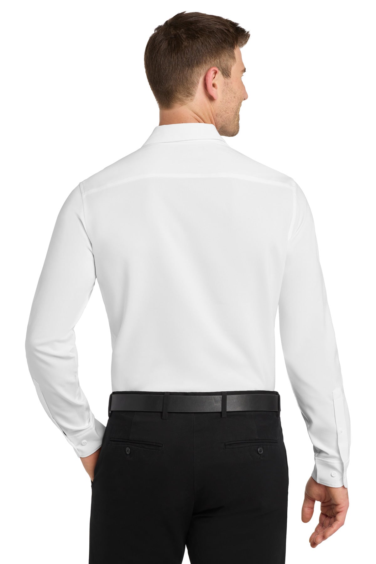 White Port Authority Long Sleeve Performance Staff Shirt W401