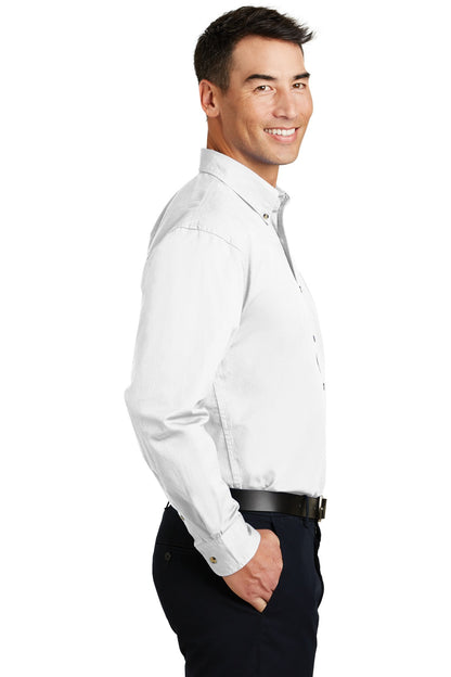 White Port Authority Long Sleeve Twill Shirt. S600T