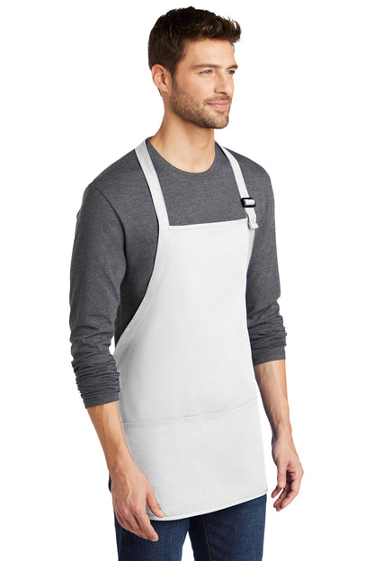 White Port Authority Medium-Length Apron with Pouch Pockets. A510