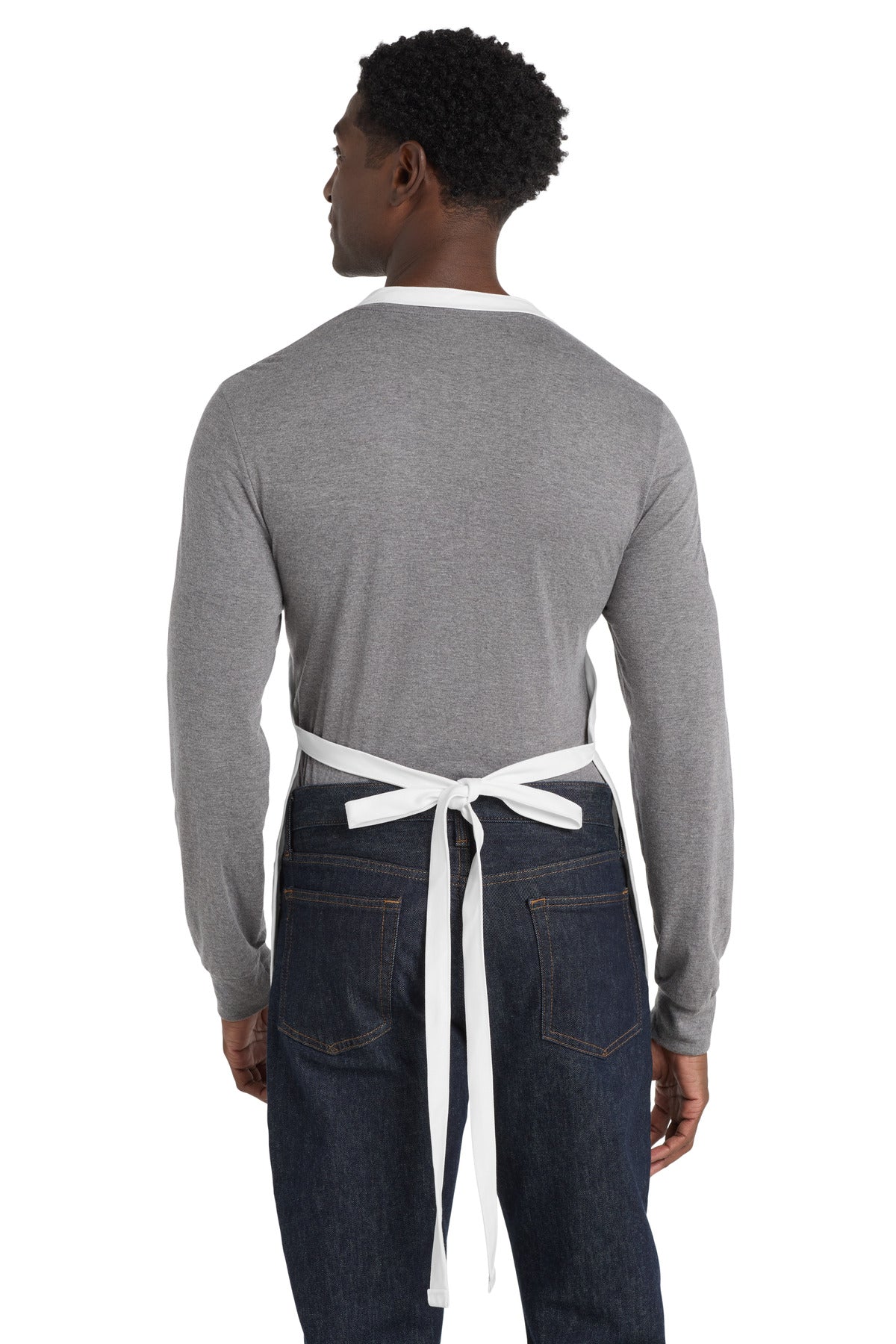 White Port Authority Medium-Length Apron with Pouch Pockets. A510