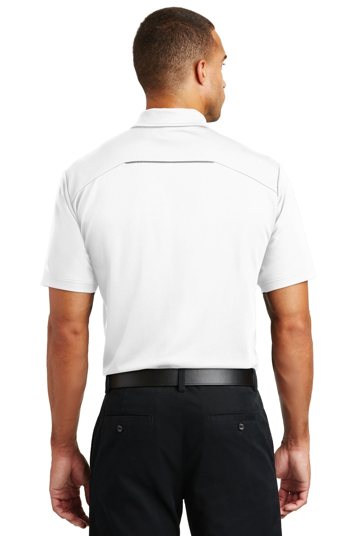 White Port Authority Pinpoint Mesh Polo. K580