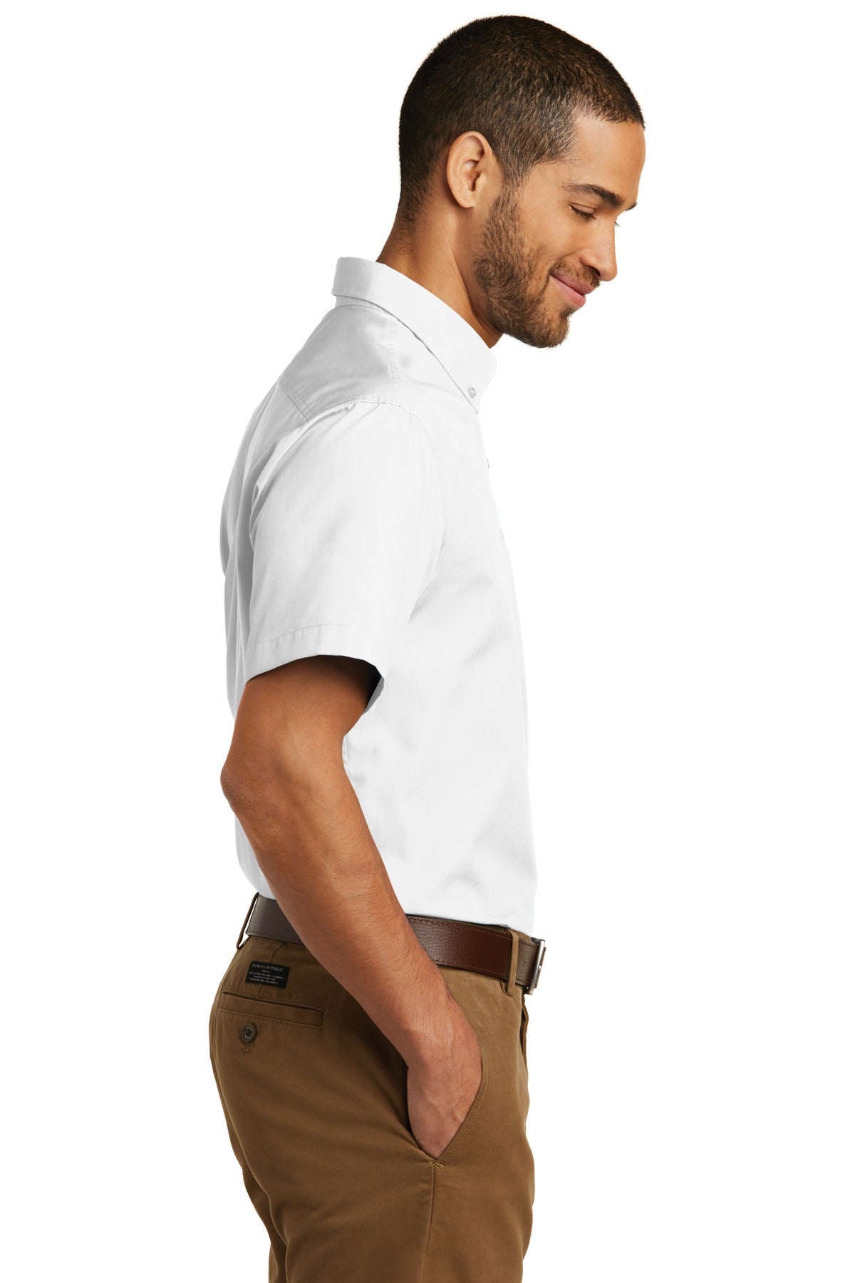 White Port Authority Short Sleeve Carefree Poplin Shirt. W101