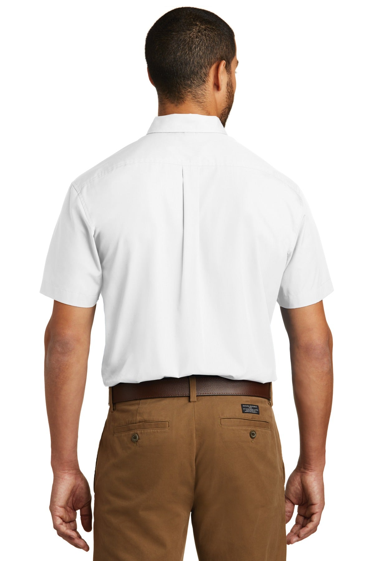White Port Authority Short Sleeve Carefree Poplin Shirt. W101
