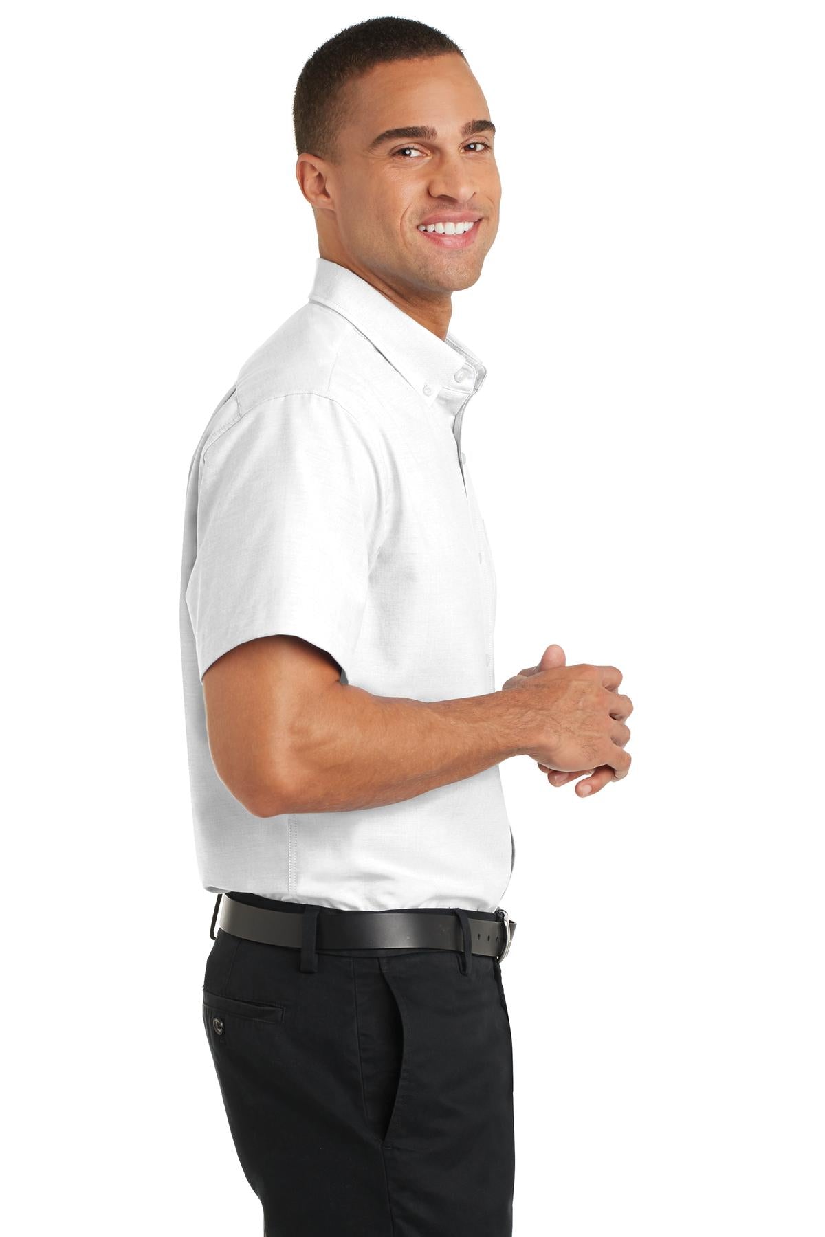 White Port Authority Short Sleeve SuperPro Oxford Shirt. S659