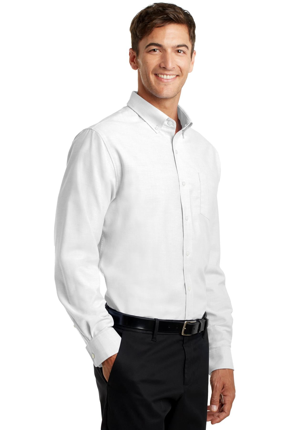 White Port Authority SuperPro Oxford Shirt. S658